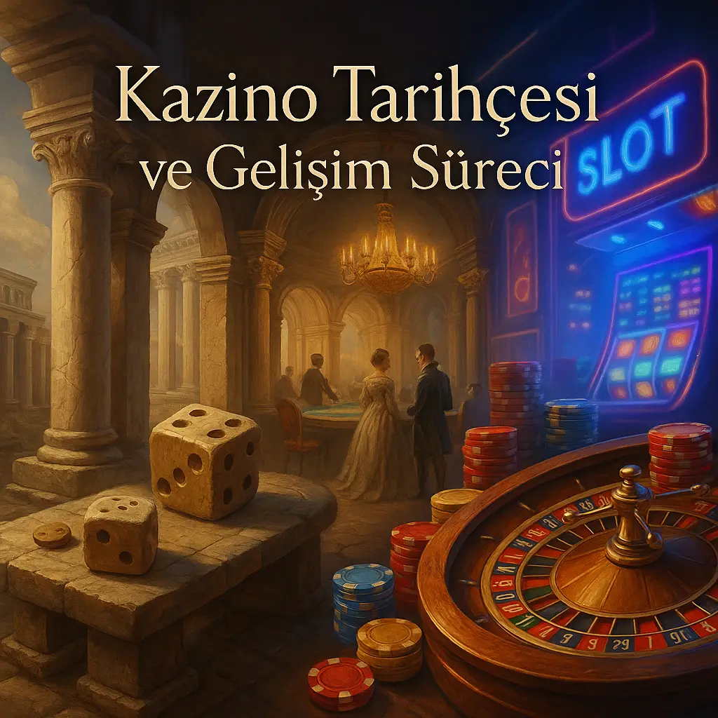 Antik çağlardan modern neon casinoya uzanan tarihsel gelişim sahnesi